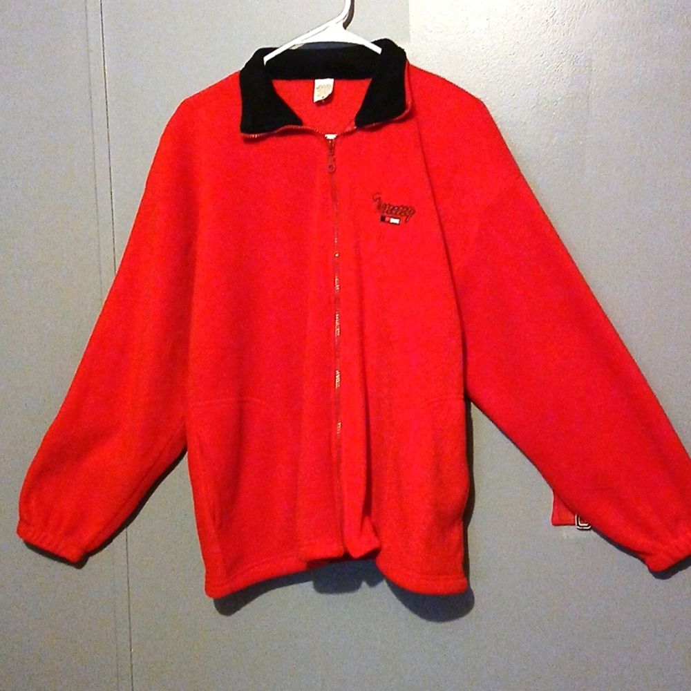 Tommy Hilfiger Vintage Lady's Red Fleece ♥️ Zippered Jacket with Pockets
